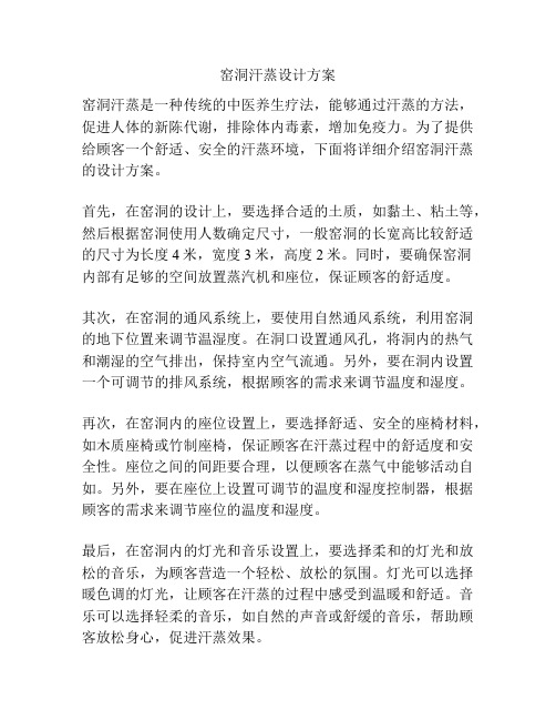 窑洞汗蒸设计方案