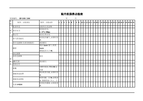 贴片机保养点检表