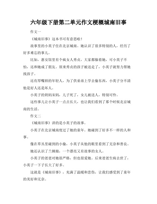 六年级下册第二单元作文梗概城南旧事