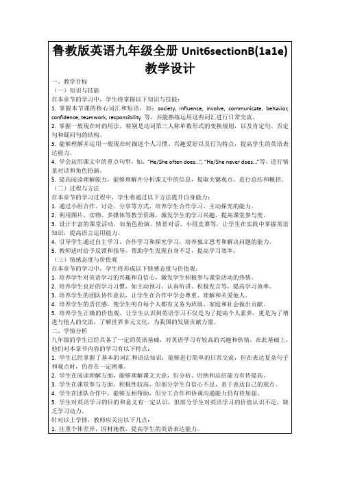 鲁教版英语九年级全册Unit6sectionB(1a1e)教学设计