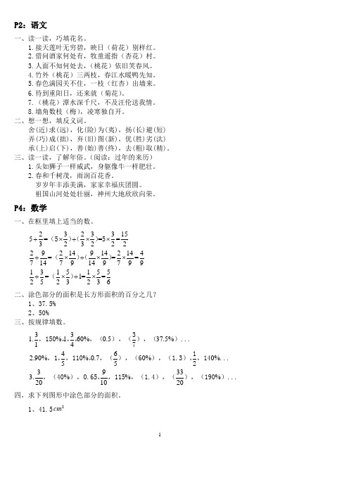 六年级寒假新时空答案