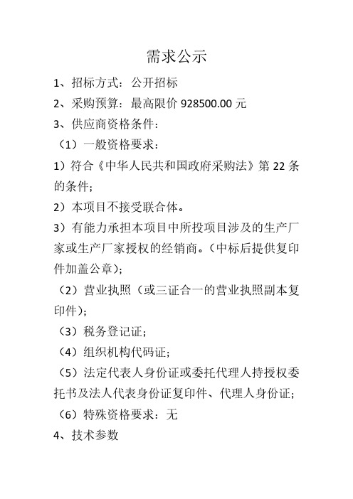 需求公示——精选推荐