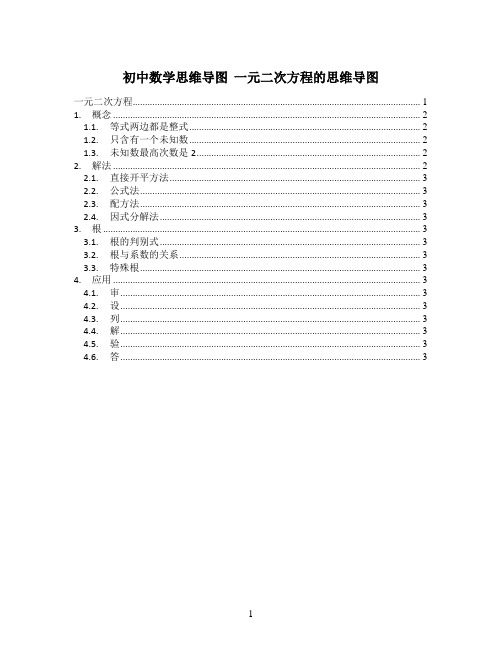 初中数学思维导图  一元二次方程的思维导图