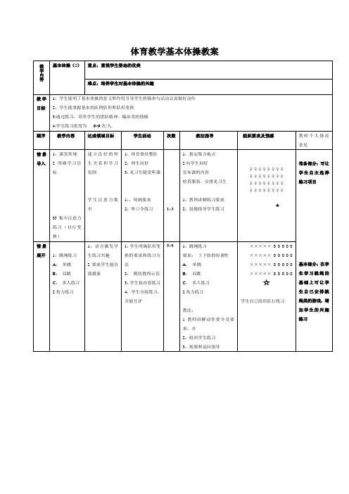 体育教学基本体操教案