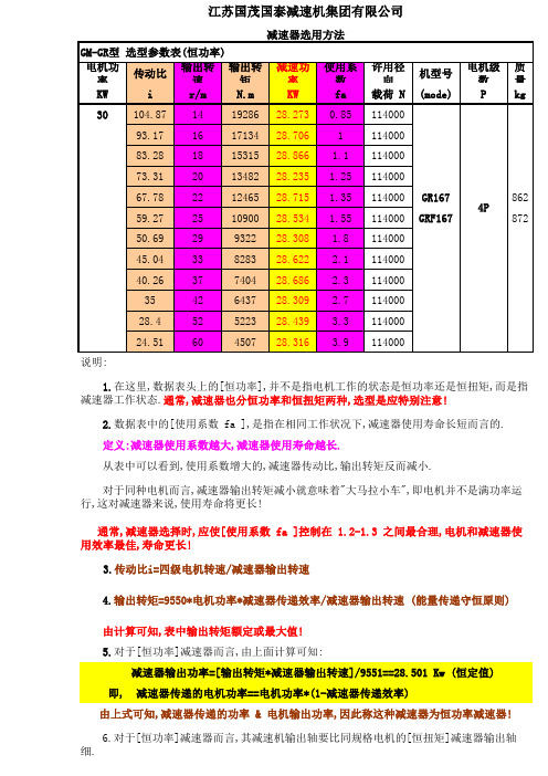 减速器选择方法