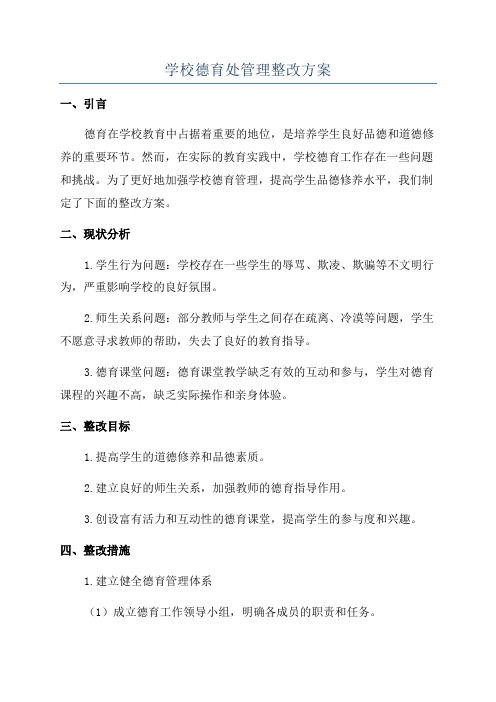 学校德育处管理整改方案