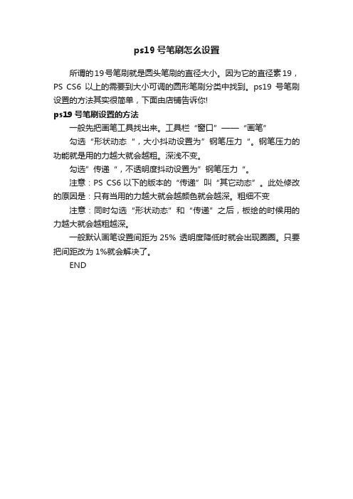 ps19号笔刷怎么设置