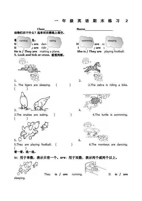 香港朗文版小学英语一年级下学期末练习