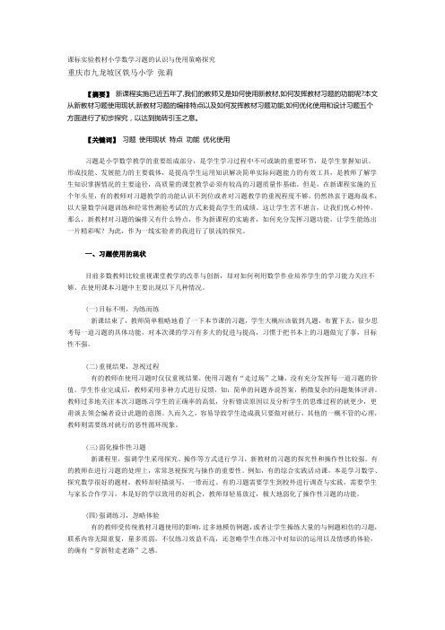 课标实验教材小学数学习题的认识与使用策略探究