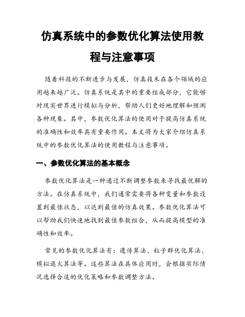 仿真系统中的参数优化算法使用教程与注意事项