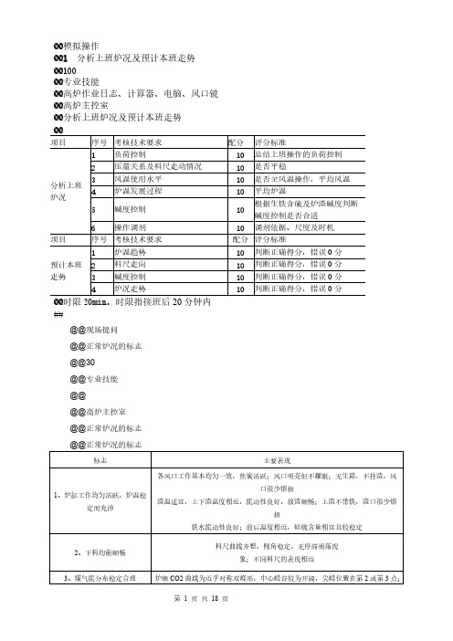 中级炼铁工实操题