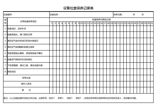 设备检查保养记录表