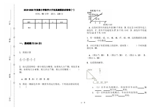 2019-2020年竞赛小学数学小升初真题模拟试卷卷(一)