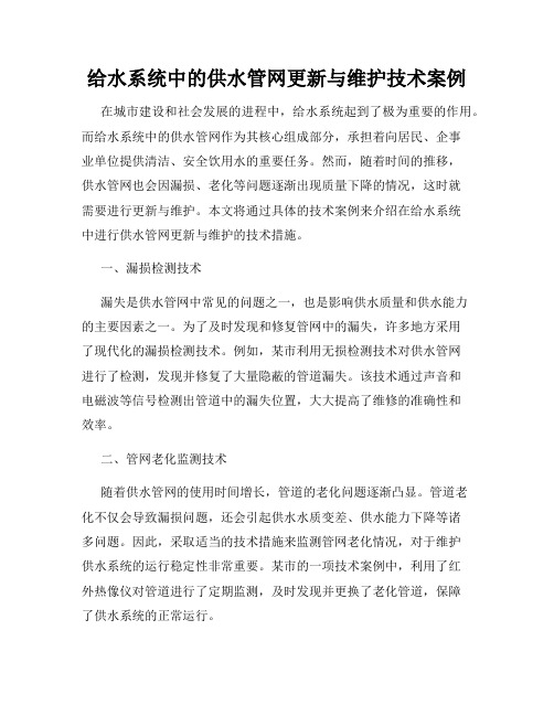 给水系统中的供水管网更新与维护技术案例