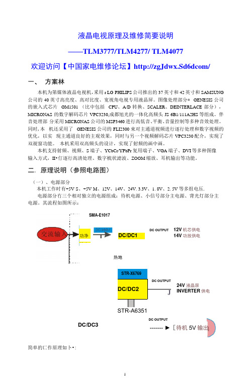 液晶电视原理及维修简要说明.docx