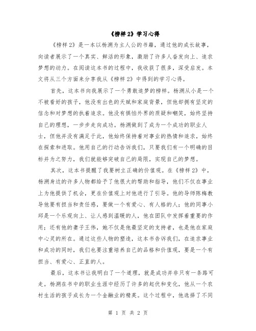 《榜样2》学习心得