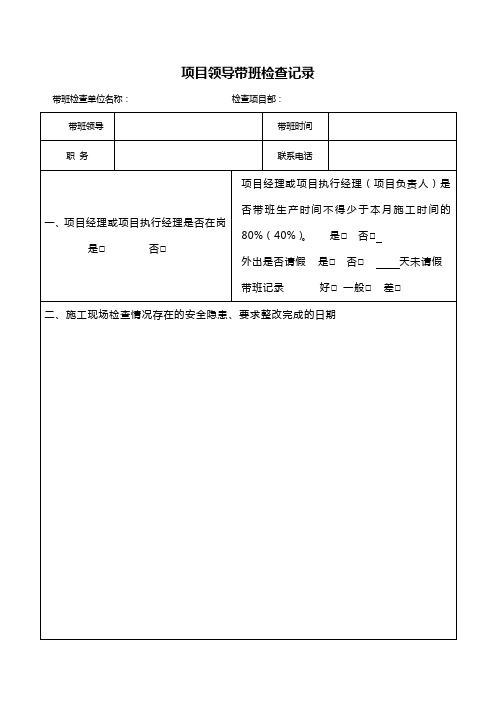 项目领导带班检查记录