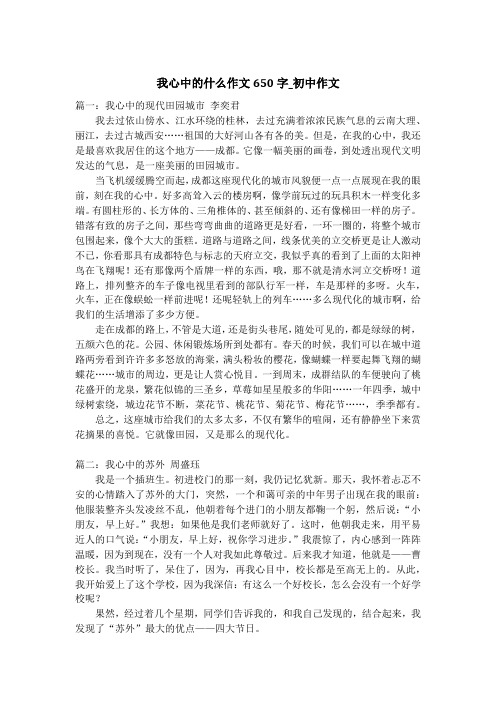 我心中的什么作文650字_初中作文