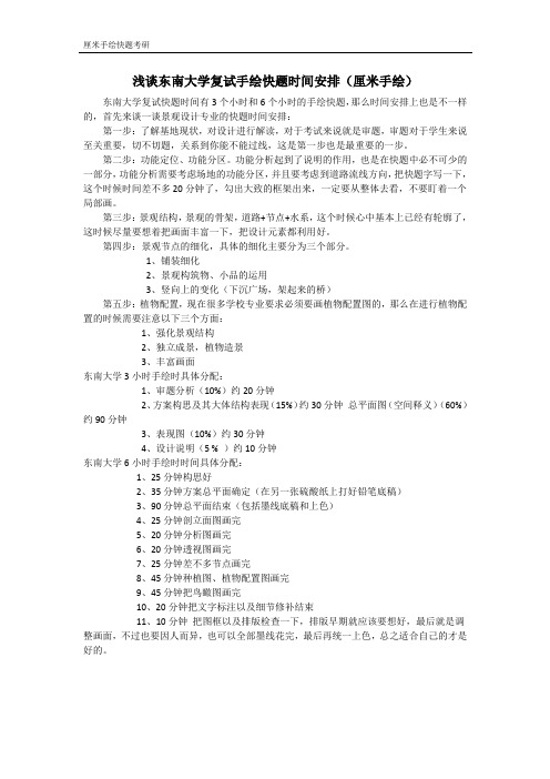 2016年东南大学复试手绘快题时间安排-厘米手绘