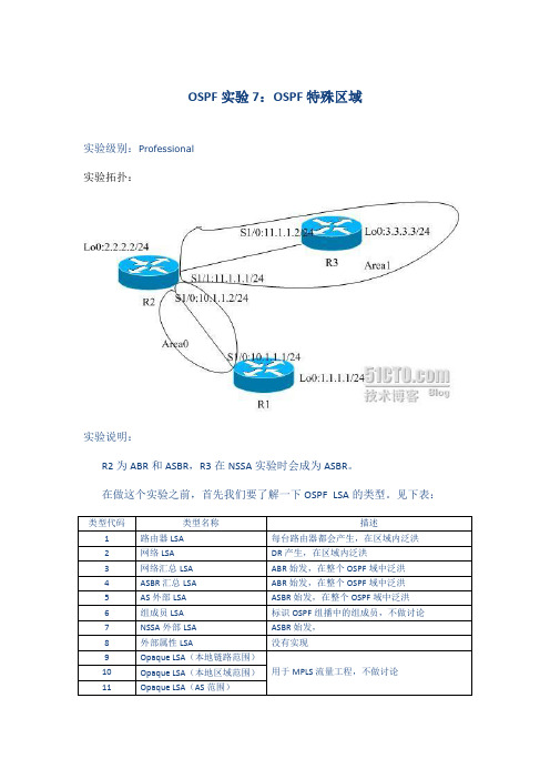 OSPF的特殊区域讲解