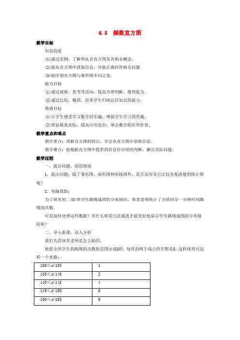 七年级数学下册第6章数据与统计图表6.5频数直方图教案(新版)浙教版