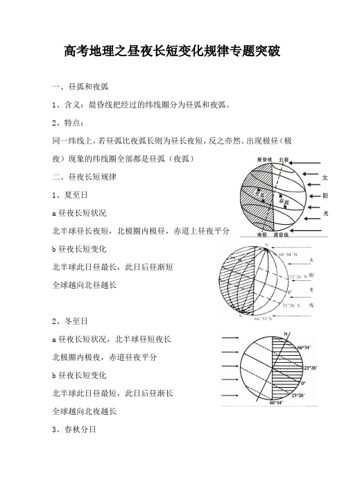 高考地理之昼夜长短变化规律专题突破