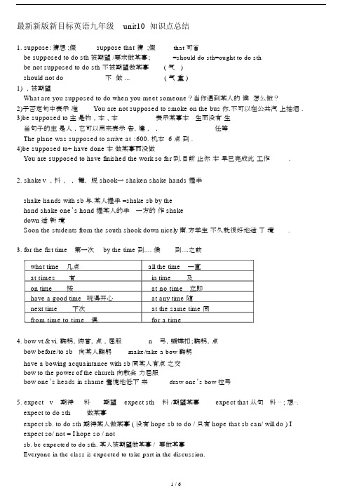 最新新版新目标英语九年级unit10知识点总结.docx