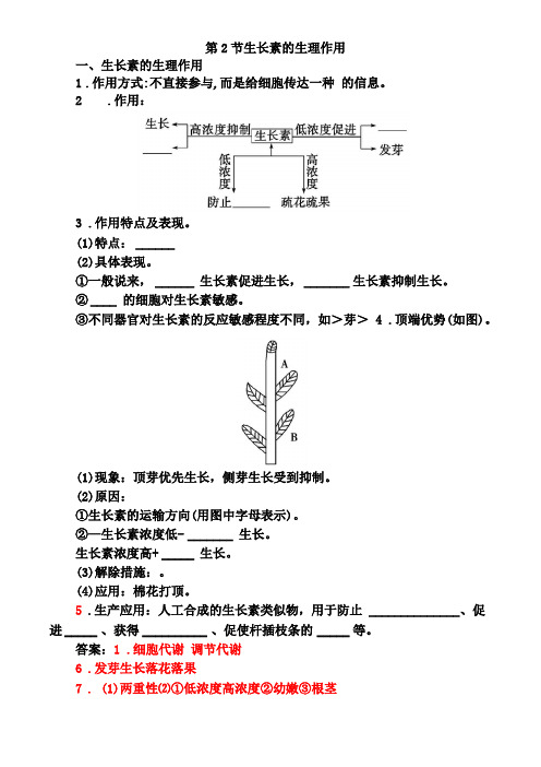 高中生物生长素的生理作用