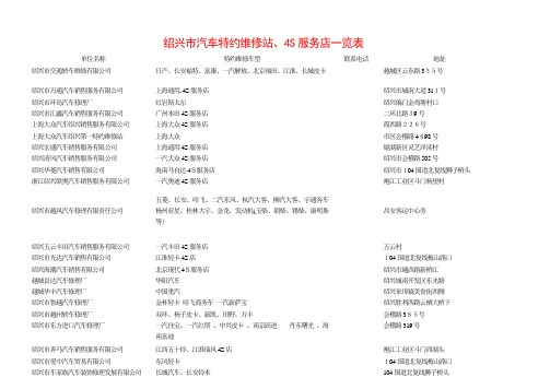 自-绍兴市汽车特约维修站、4S服务店一览表