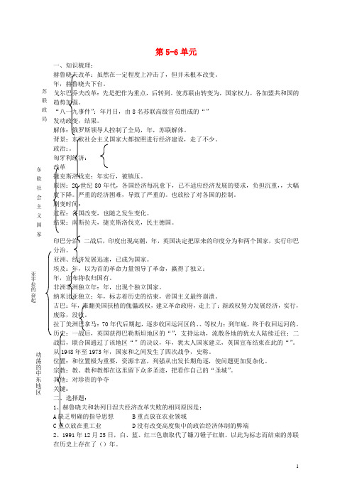 九年级历史下册 世界历史 第5-6单元知识梳理