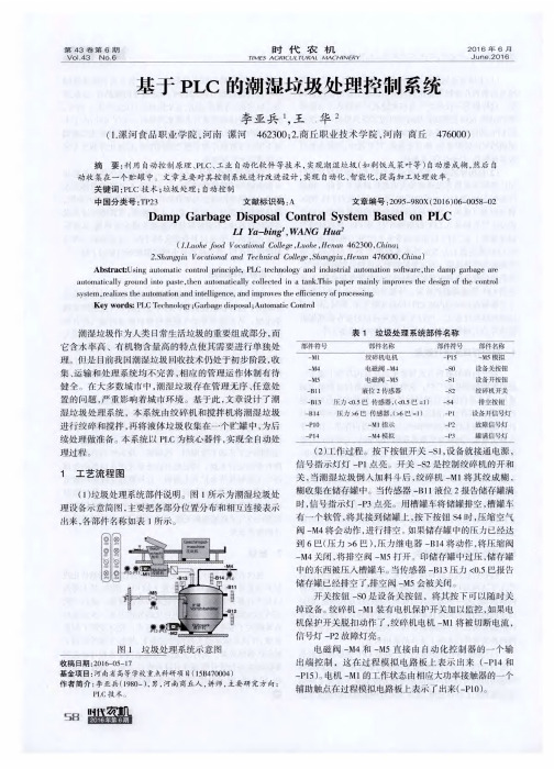 基于PLC的潮湿垃圾处理控制系统