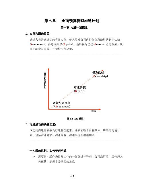 2、天津移动_全面预算管理操作实施手册_第七章_全面预算管理沟通计划_022、027