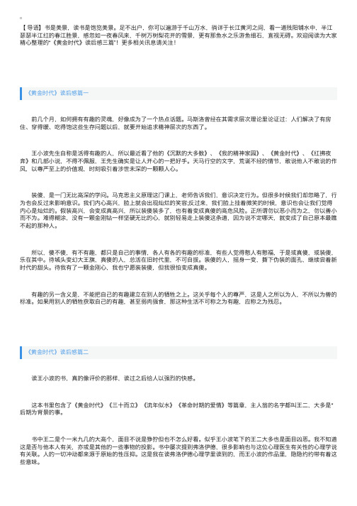 《黄金时代》读后感三篇