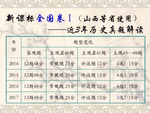 新课标全国卷Ⅰ(山西等省使用)近3年历史真题解读