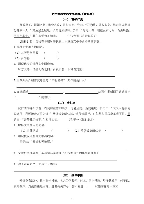 小升初文言文专项训练(含答案)