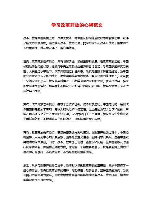 学习改革开放的心得范文