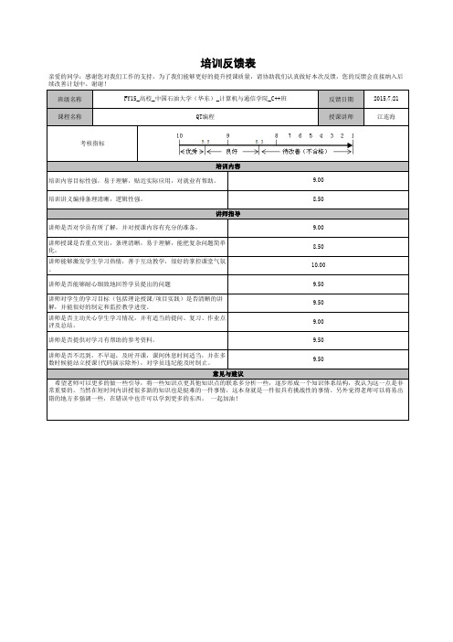 new培训反馈表_QT编程江连海14计通_学生姓名