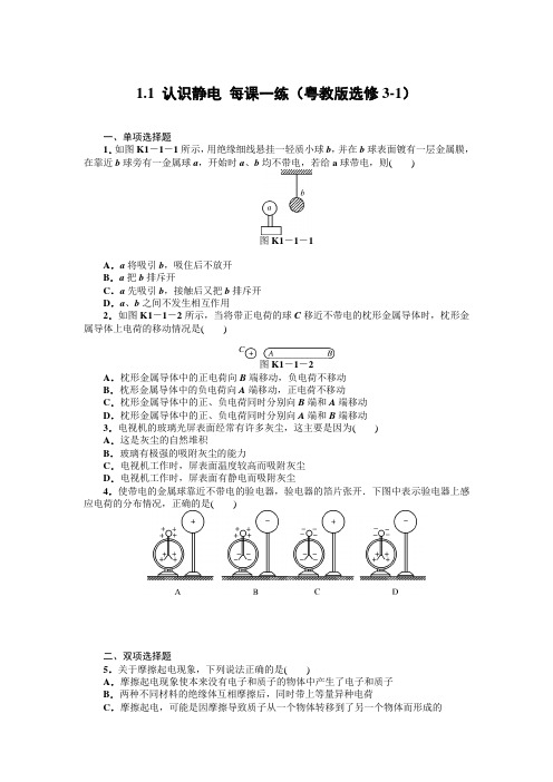 2012高二物理1.1认识静电每课一练粤教版选修3-1