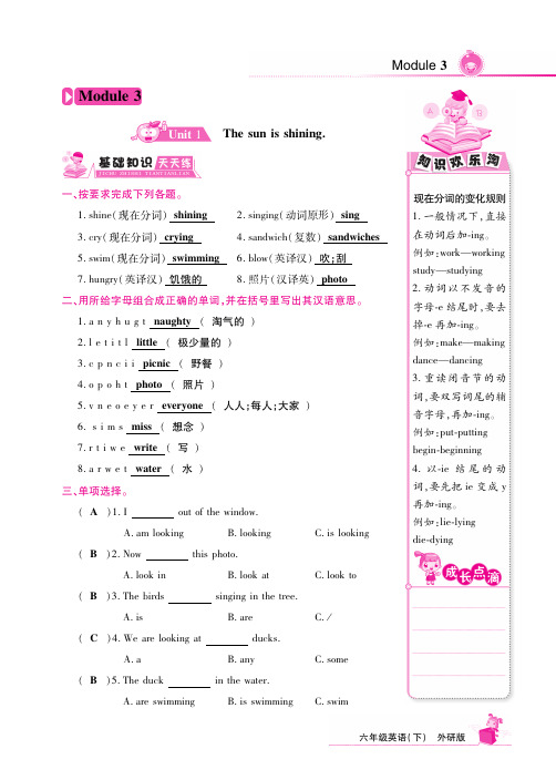六年级下册英语一课一练-Module3 外研社三起含答案