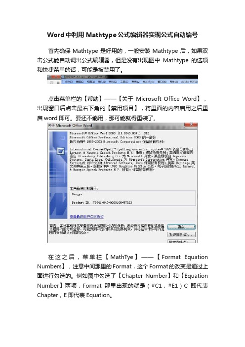 Word中利用Mathtype公式编辑器实现公式自动编号