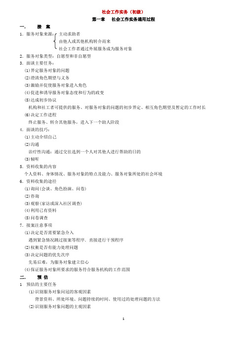 《社会工作实务(初级)重点知识点汇总