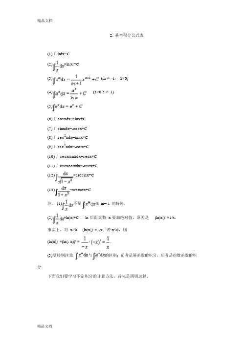 积分基本公式