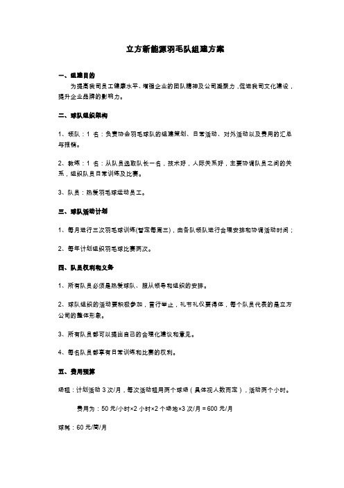 公司羽毛球队组建方案