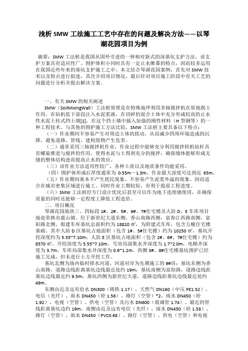 浅析SMW工法施工工艺中存在的问题及解决方法——以琴湖花园项目为例