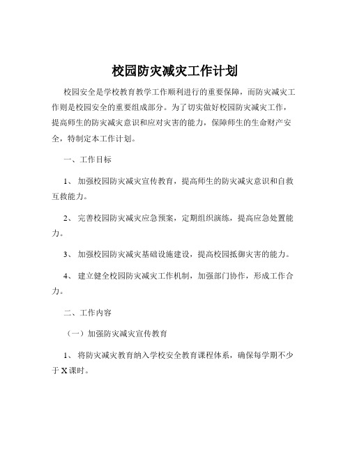 校园防灾减灾工作计划