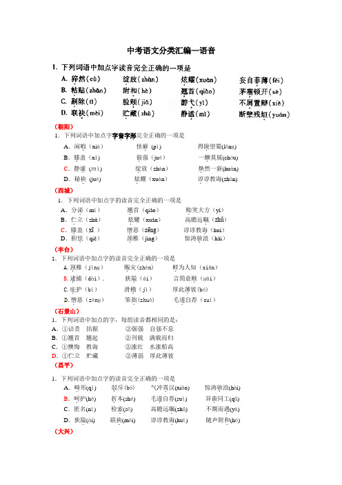 中考语文分类汇编—语音