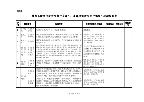 毕节市煤与瓦斯突出矿井专家“会诊”、高风险煤矿安全“体检”现场检查表 (1)