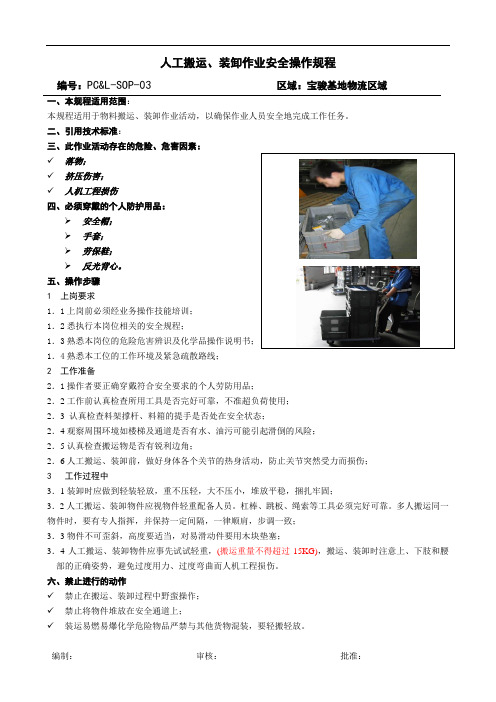 01-人工搬运、装卸作业安全操作规程