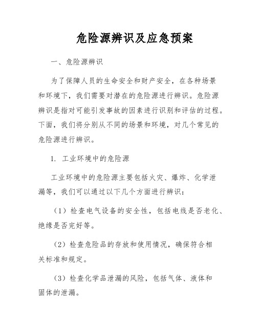 危险源辨识及应急预案