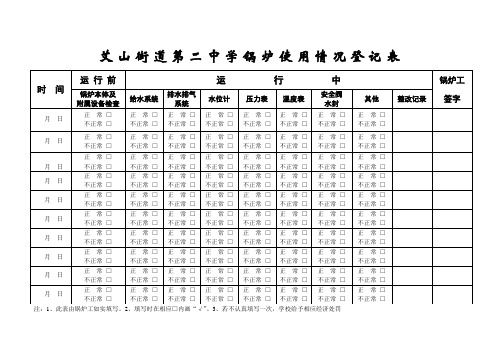 锅炉使用记录表